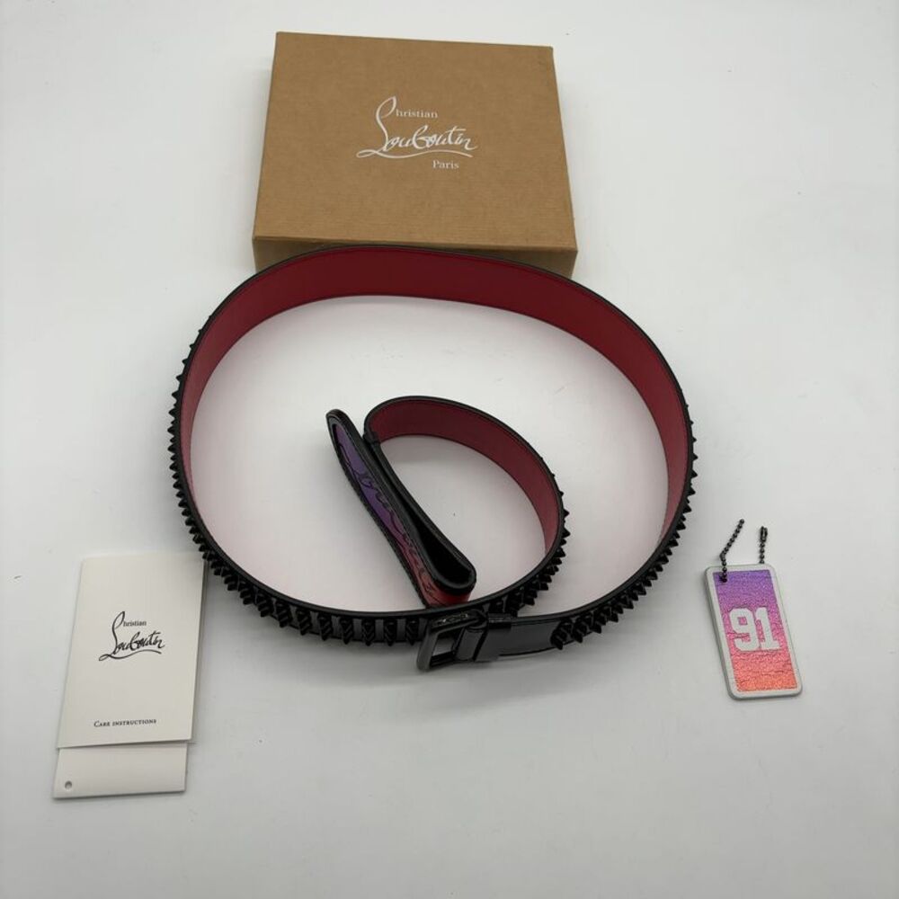 Christian Louboutin Black and Red Spiked Belt